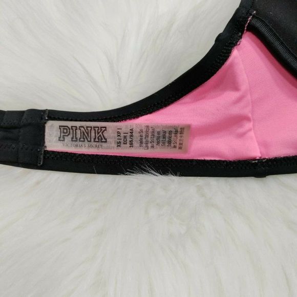 PINK Black Deep V Bikini String Top XS - Picture 8 of 11